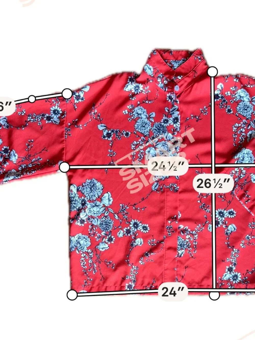Brynn Walker Red Floral 2pc Set Medium Japanese Inspired Mandarin Collar Artsy